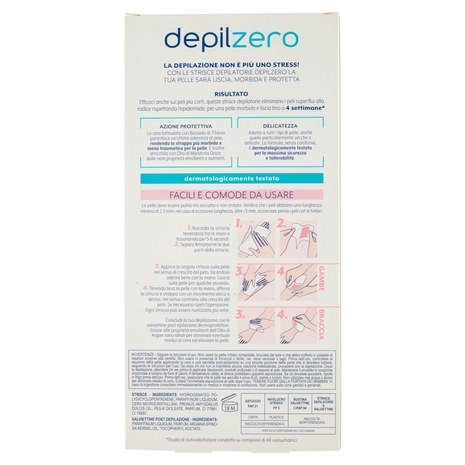 depilzero strisce depilatorie Gambe & Braccia 20 Strisce + 4 Salviettine